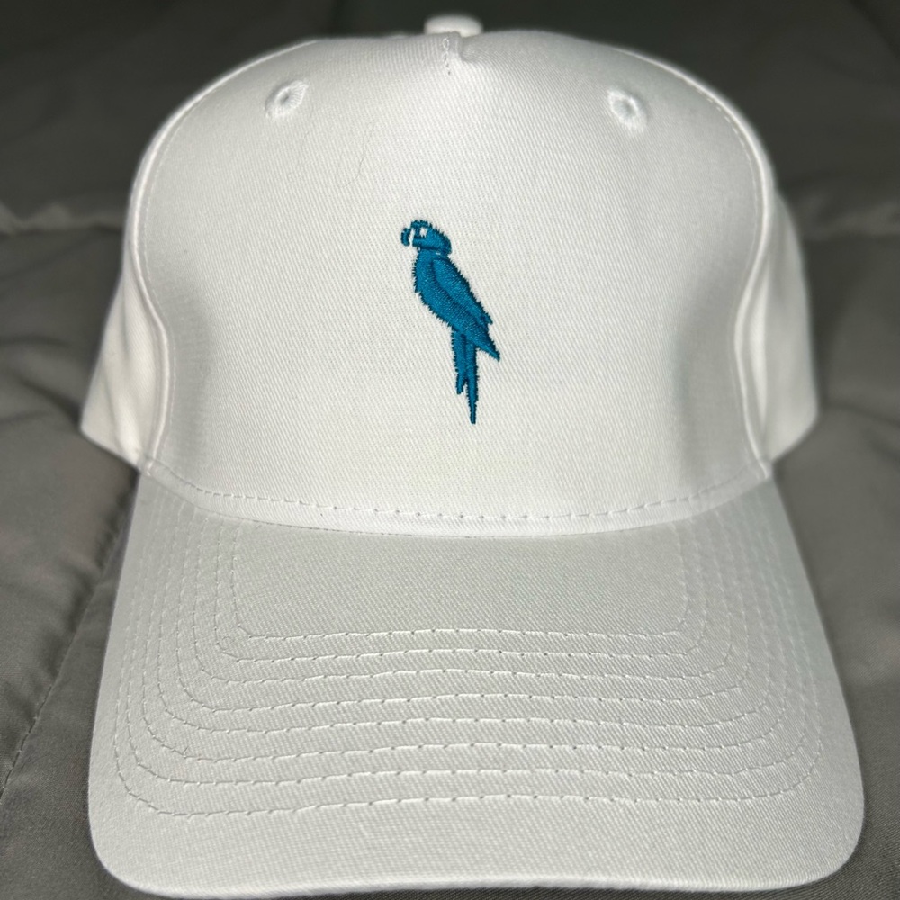 Port and Company White Hat with Blue Parrot - Parrothead - Jimmy Buffet